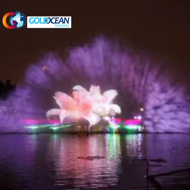 Schermo d’acqua galleggiante per proiezioni su lago — dettaglio 2