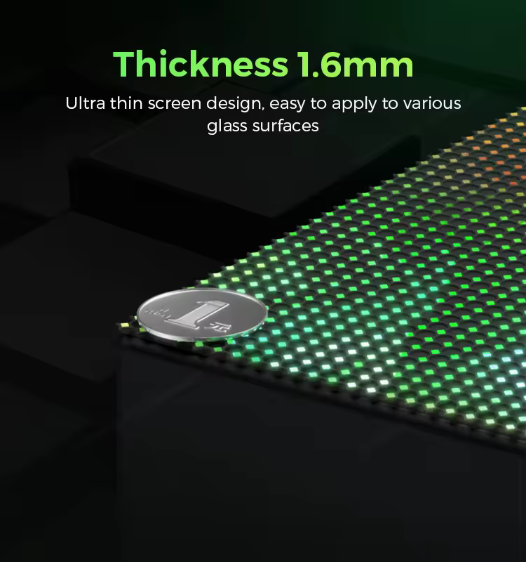 Schermo LED trasparente olografico per vetrine — dettaglio 2