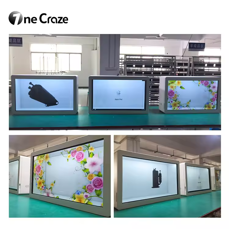 Holobox interattivo con LCD trasparente e touch screen — dettaglio 3