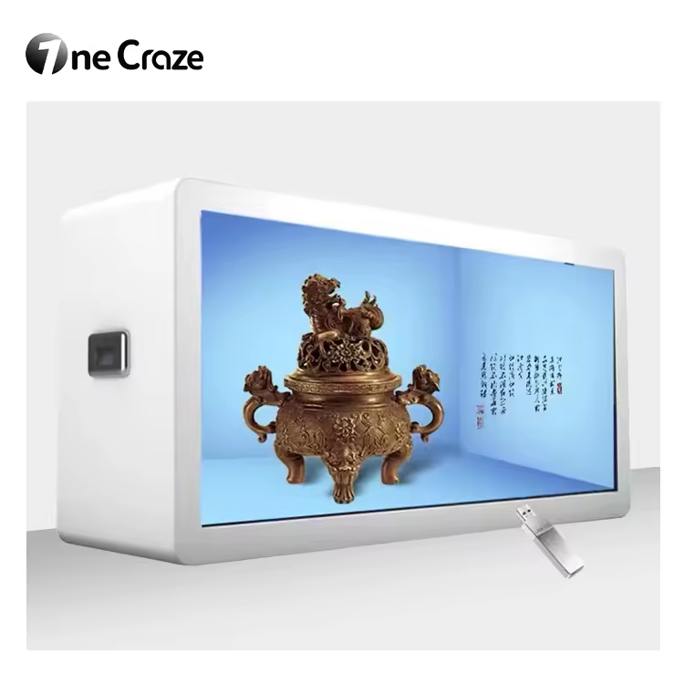 Holobox interattivo con LCD trasparente e touch screen — dettaglio 2