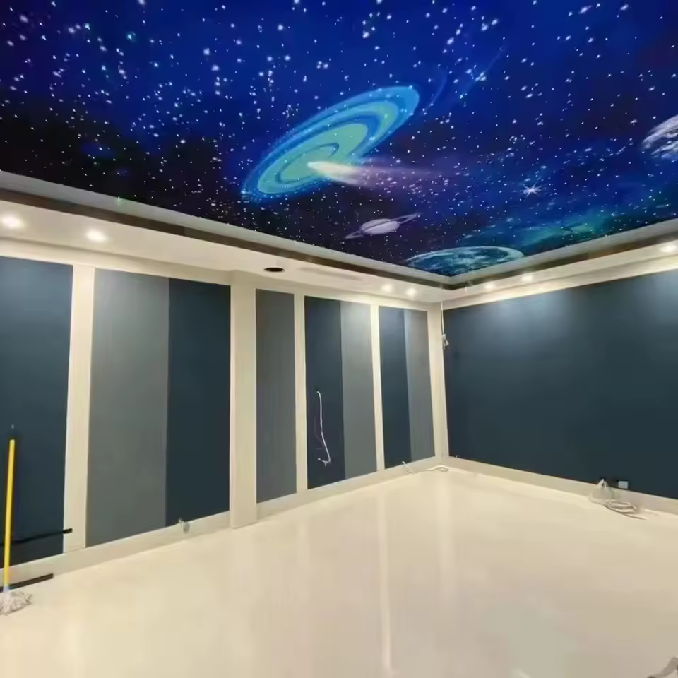 Pannello acustico 3D con cielo stellato in fibra ottica — dettaglio 2