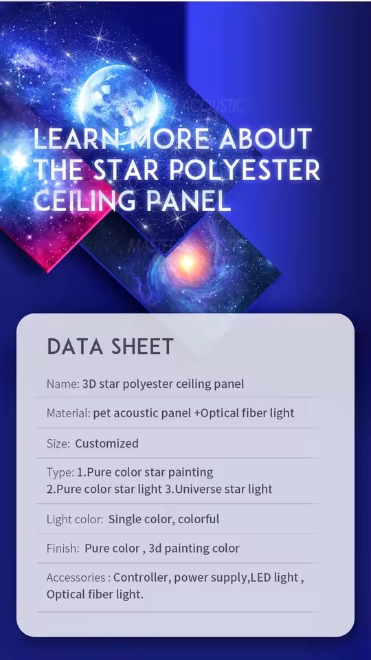 Pannello acustico luminoso 3D con fibra ottica — dettaglio 2