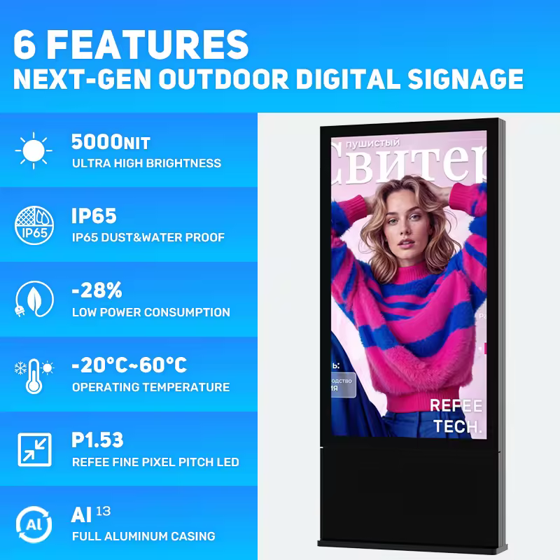 Totem digital signage outdoor 55–81″ IP65 — dettaglio 2