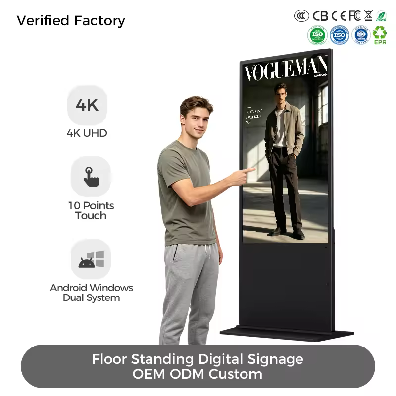 Totem digital signage Android 43–65″ per retail